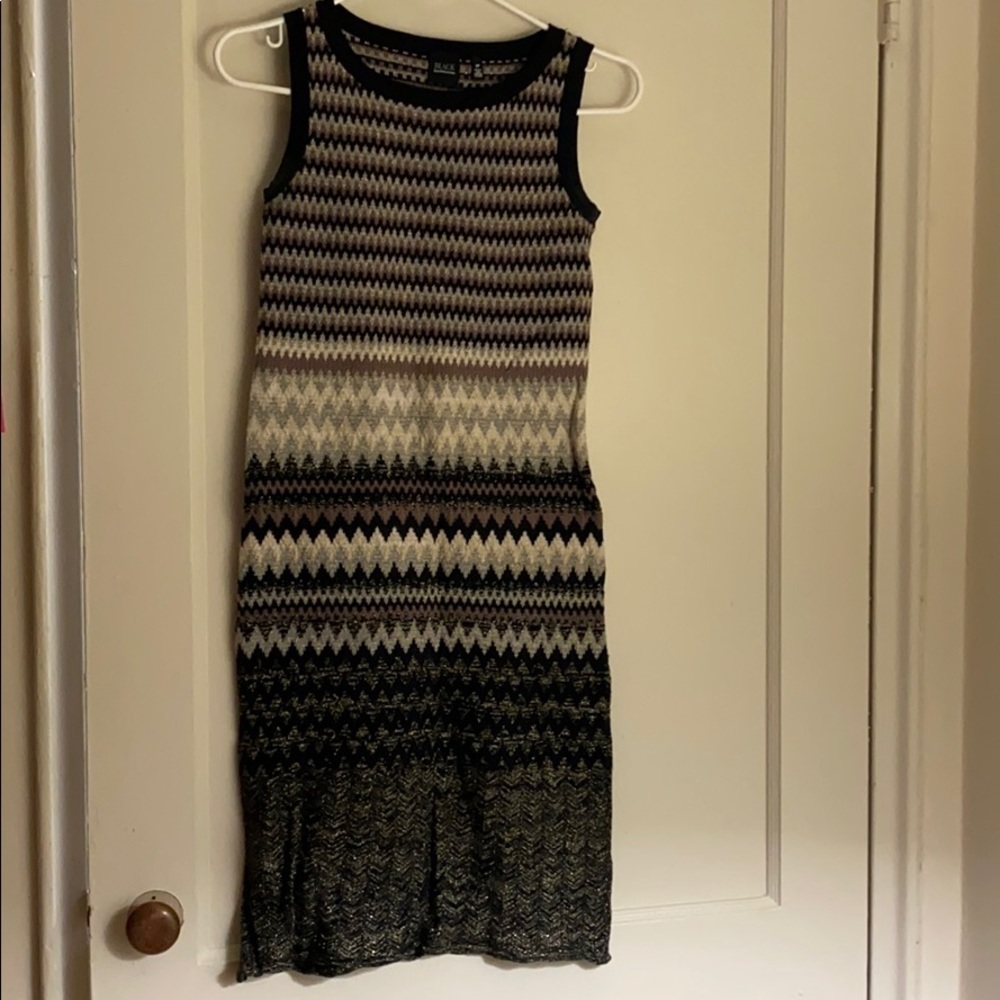 Black Saks Fifth ave black and gold midi dress